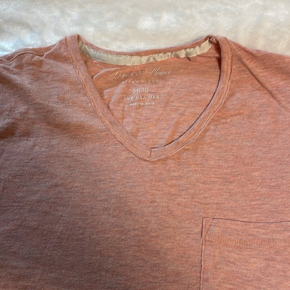 Men’s Demin and Flower, pink v-neck tshirt - Picture 3 of 11